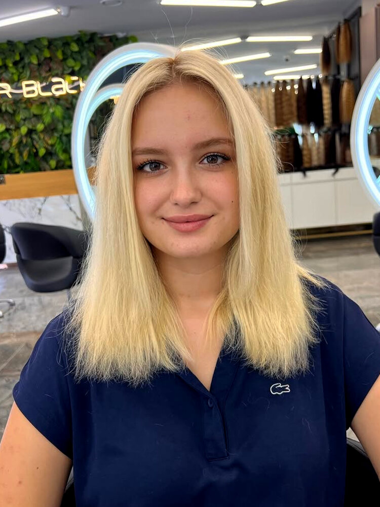 Platin sarısı lob kesim — Hair Black salonu
